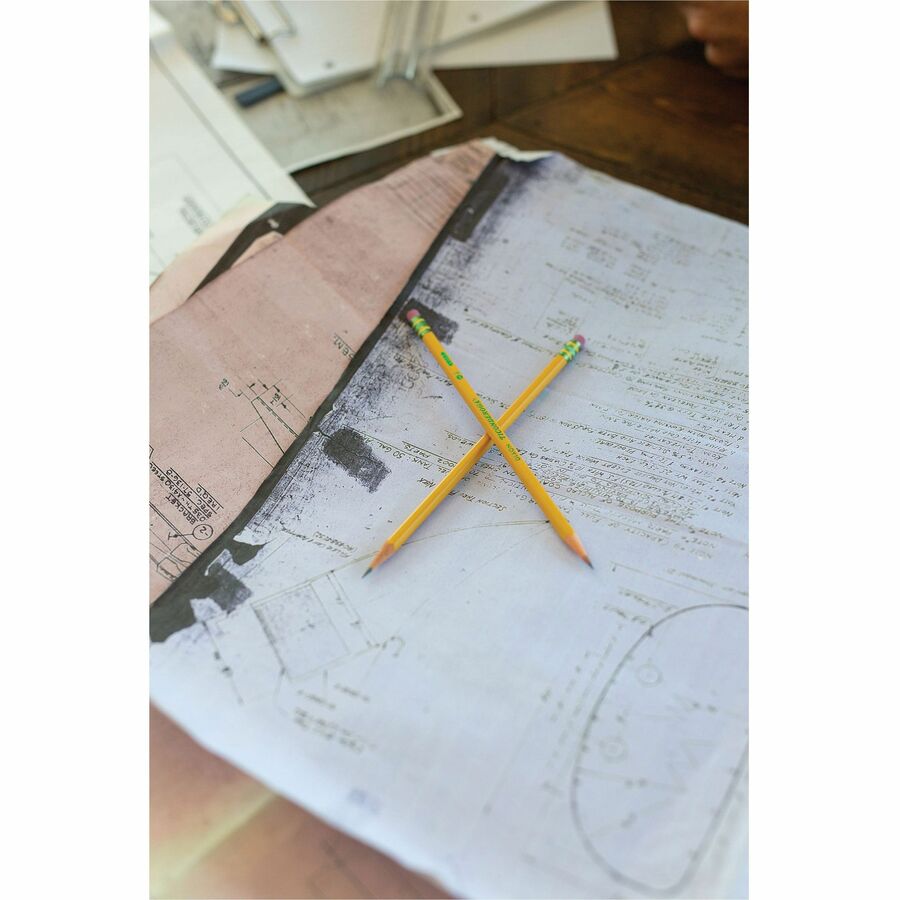 Image of Dixon® Pencil, w/ Eraser, No 2 Black Lead, 240/BX, Yellow Barrel