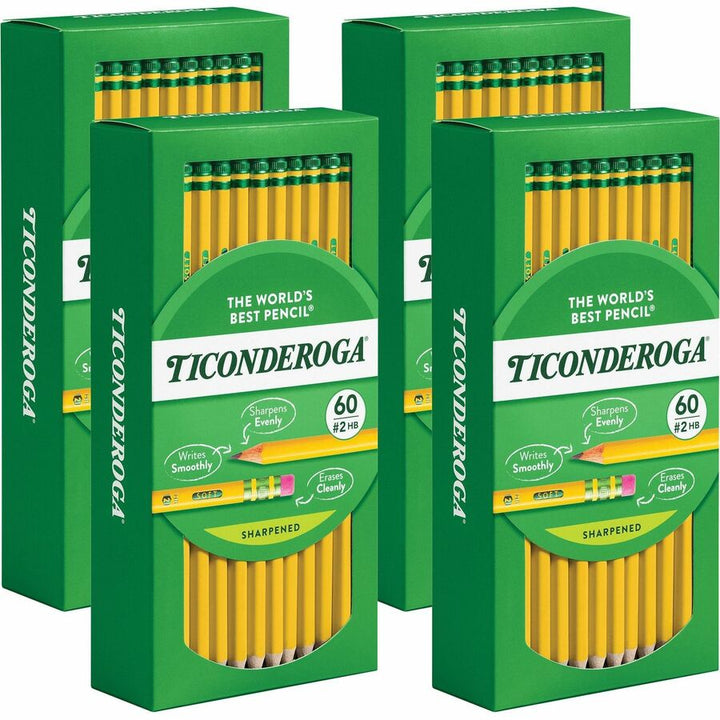 Image of Dixon® Pencil, w/ Eraser, No 2 Black Lead, 240/BX, Yellow Barrel
