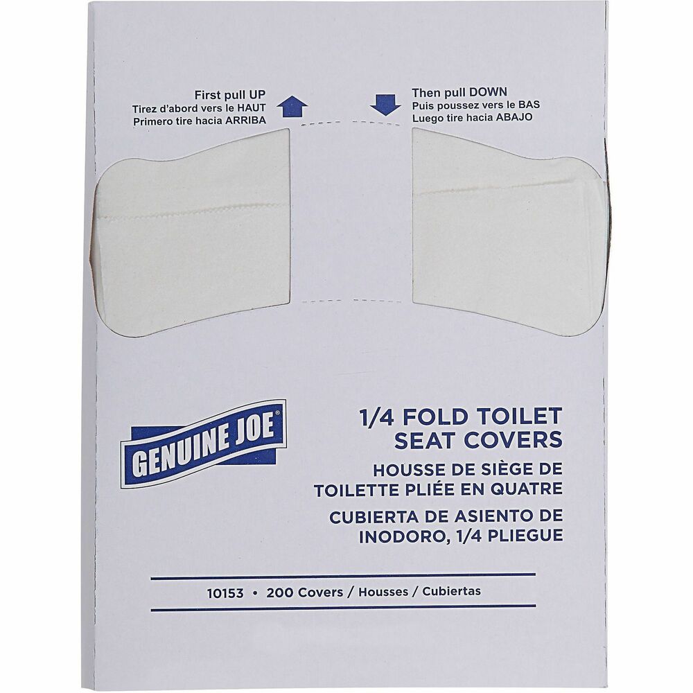 Image of Genuine Joe Toilet Seat Cover,1/4" Fold,Recycled Paper,200/PK,25PK/CT,WE