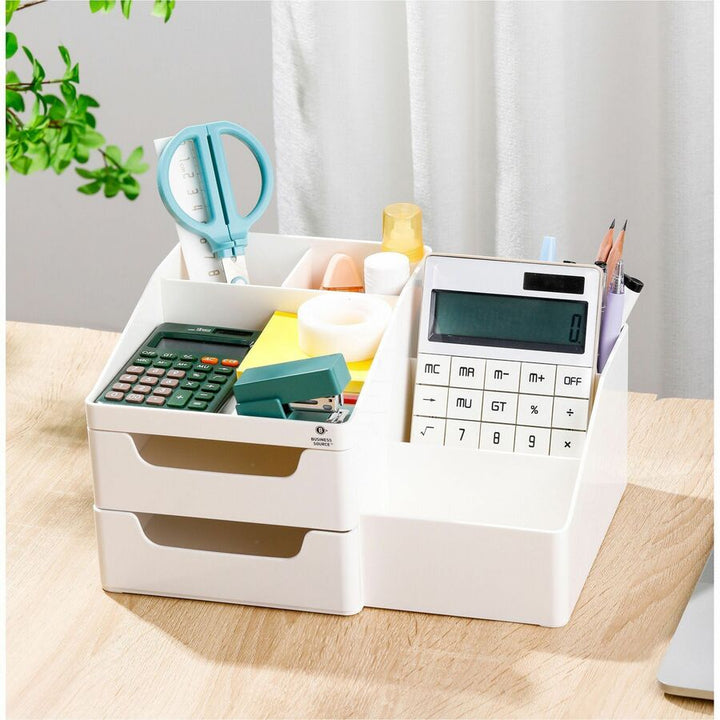 Image of Business Source Desktop Organizer,w/Drawers,ABS,10-7/10"x7-3/5"x5-7/10",WE