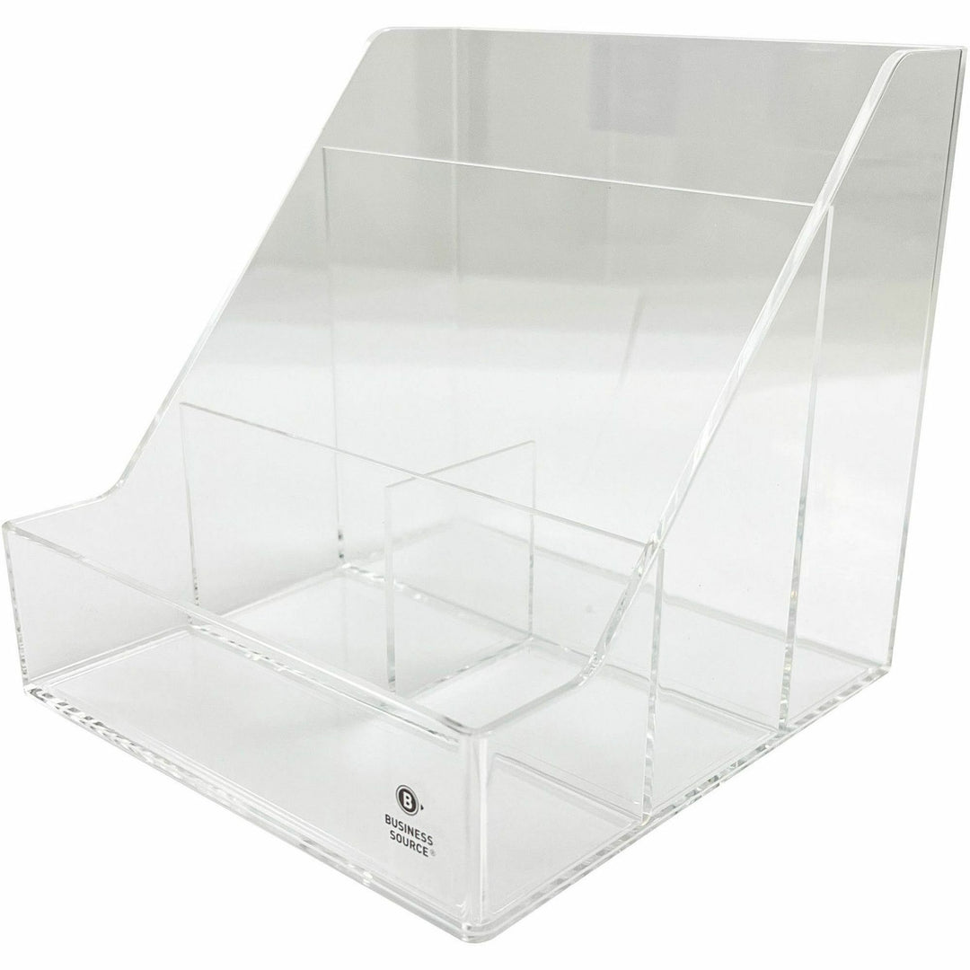 Image of Business Source Desktop Organizer,4Comprtmnt,Acrylic,5-3/5"x5-3/5"x5-1/2",CL
