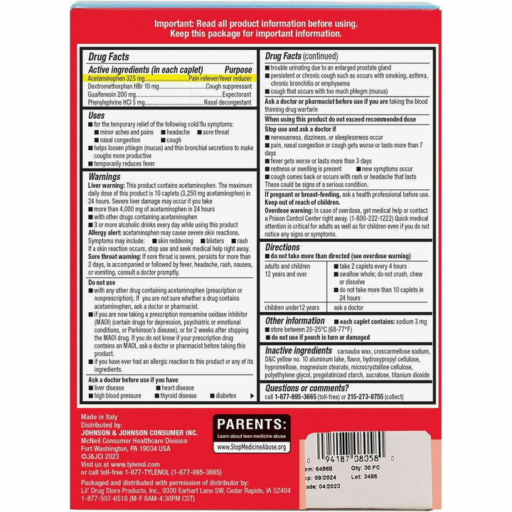 Image of Tylenol 64568 Cold & Flu Severe Single-Dose Packets