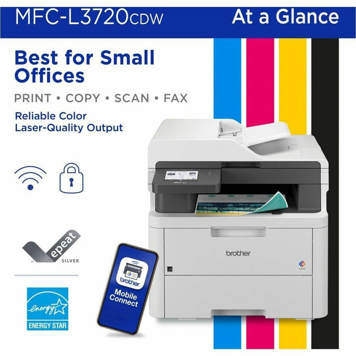 Image of Brother MFC-L3720CDW Wireless Digital Colour All-in-One Printer with Copy, Scan and Fax, Duplex and Mobile Printing