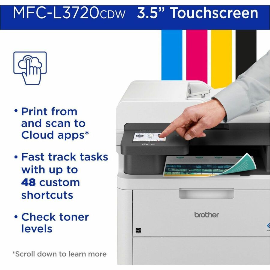 Image of Brother MFC-L3720CDW Wireless Digital Colour All-in-One Printer with Copy, Scan and Fax, Duplex and Mobile Printing