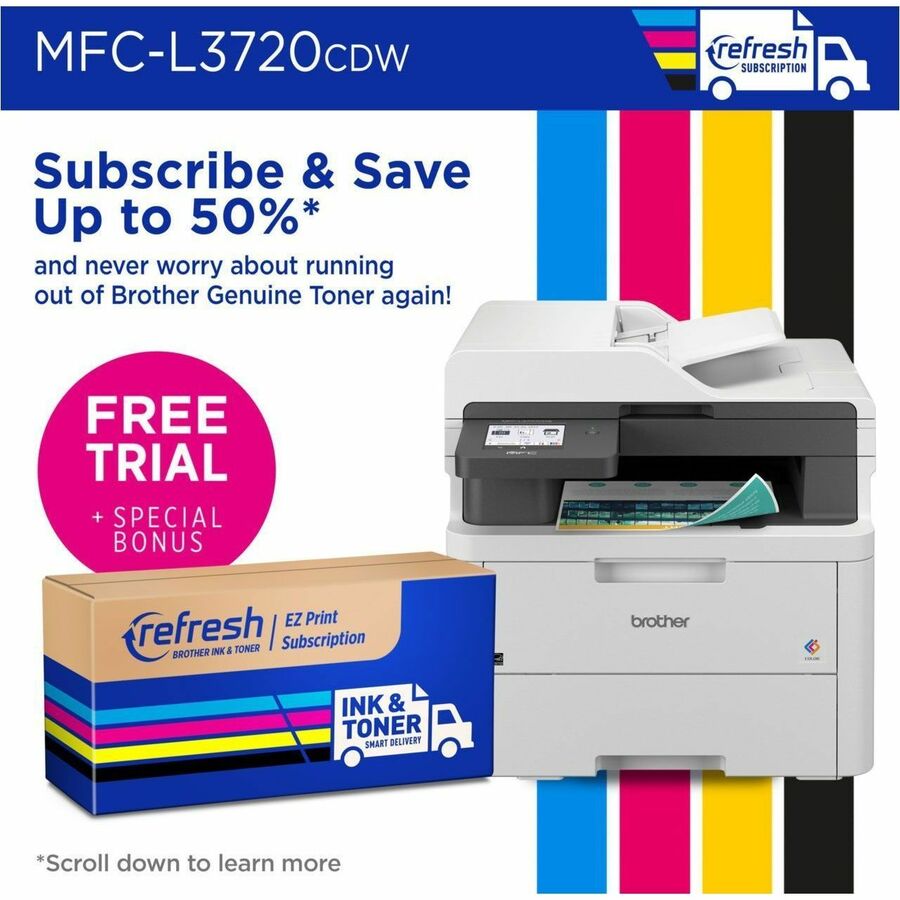Image of Brother MFC-L3720CDW Wireless Digital Colour All-in-One Printer with Copy, Scan and Fax, Duplex and Mobile Printing