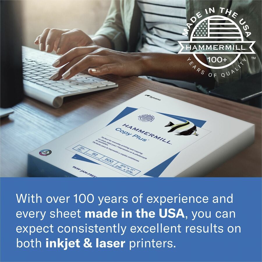 Image of Hammermill® Copy Paper,Copy Plus,20lb,75GSM,11"x17",500/RM,5/CT,WE