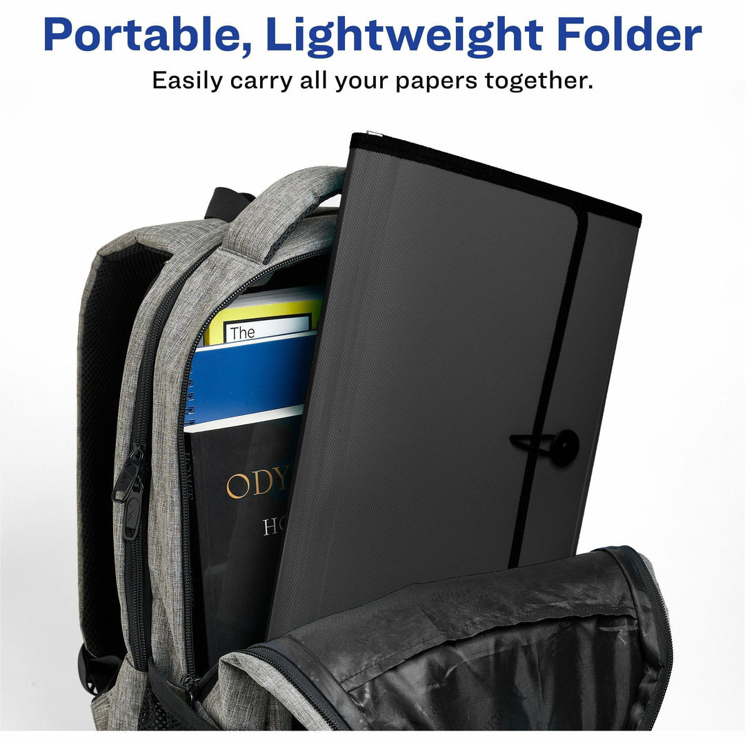 Image of Avery® Expanding File Folder Organizer, 7 Sections, Hook/Loop Closure, Letter Size, Black