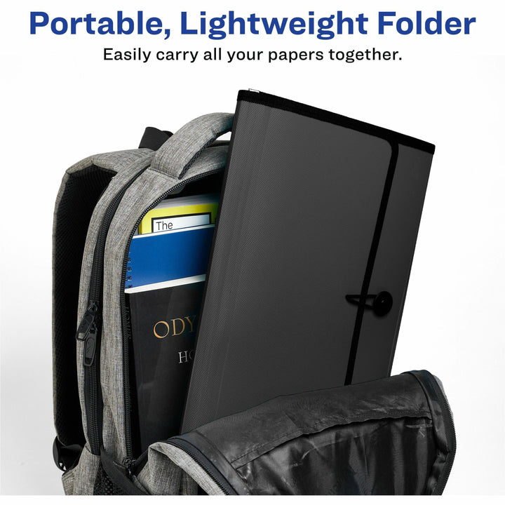 Image of Avery® Expanding File Folder Organizer, 7 Sections, Hook/Loop Closure, Letter Size, Black