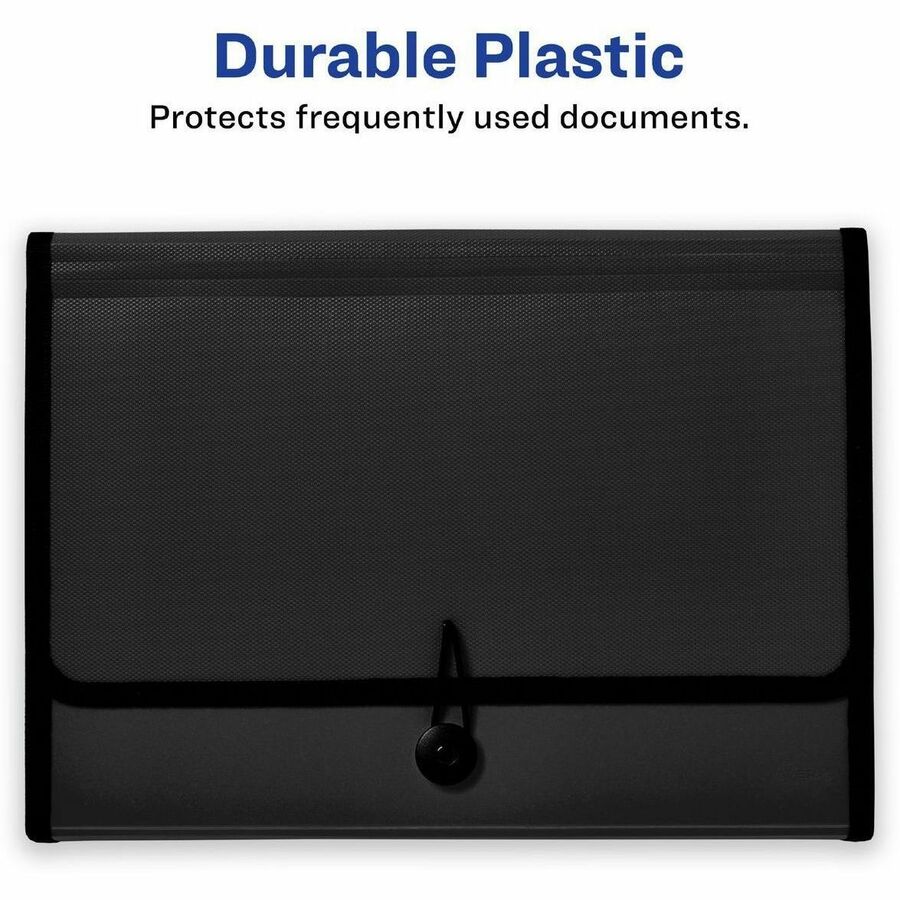 Image of Avery® Expanding File Folder Organizer, 7 Sections, Hook/Loop Closure, Letter Size, Black