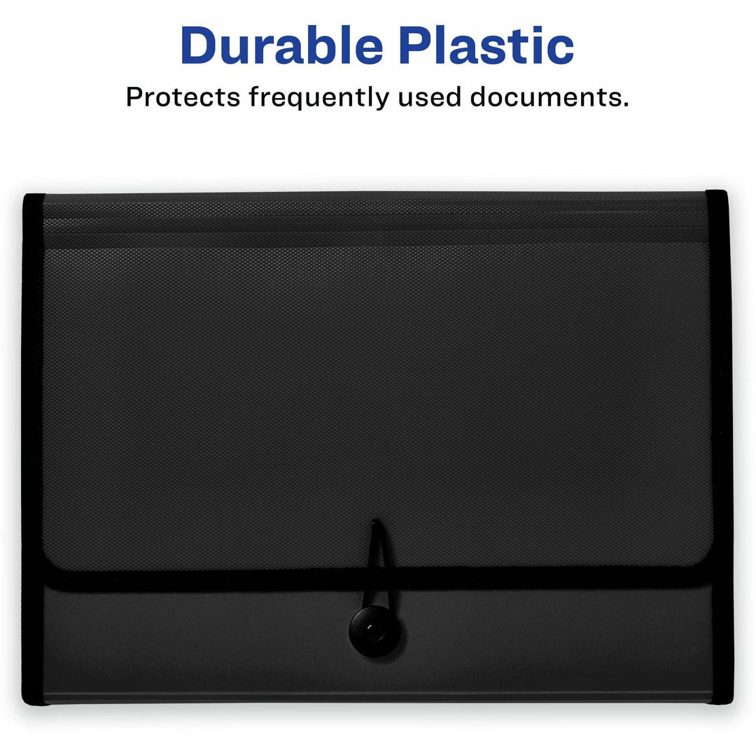 Image of Avery® Expanding File Folder Organizer, 7 Sections, Hook/Loop Closure, Letter Size, Black