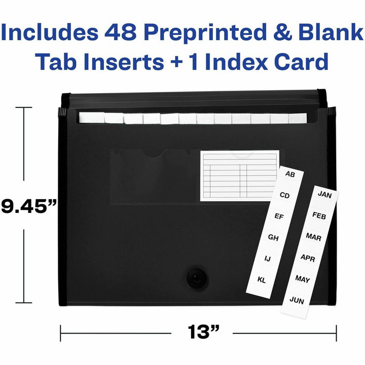 Image of Avery® File Organizer,13-Pocket,Accordion,Poly,Letter-A4-Size,BK