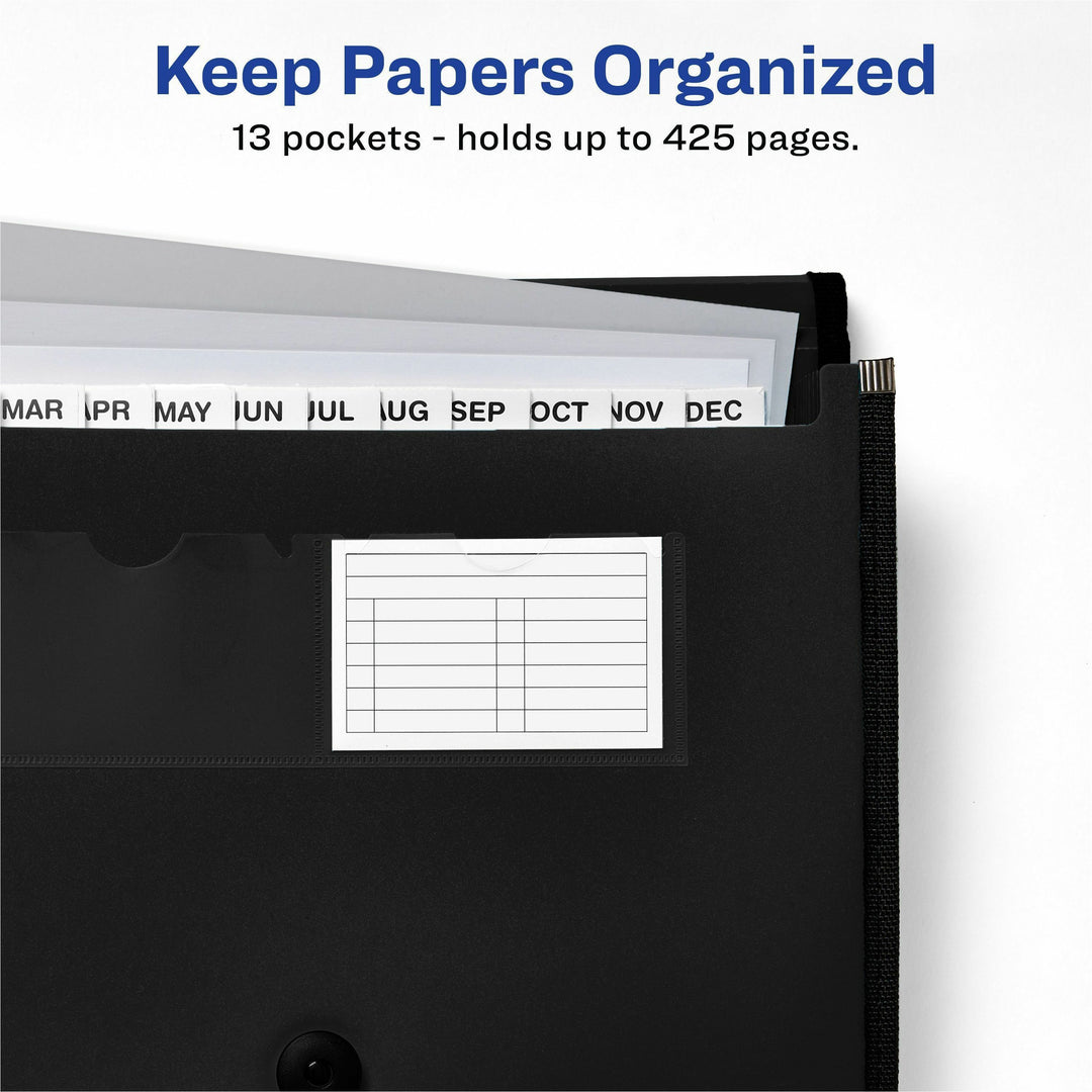 Image of Avery® File Organizer,13-Pocket,Accordion,Poly,Letter-A4-Size,BK