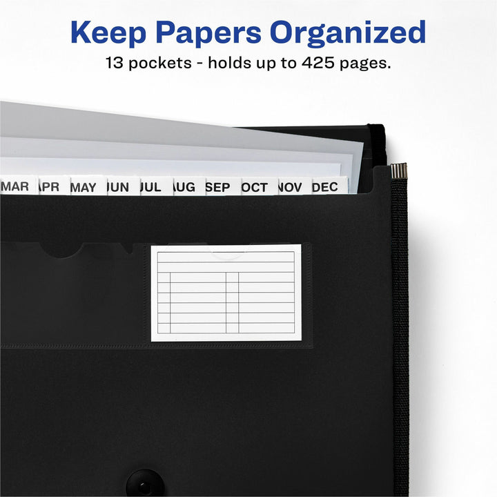 Image of Avery® File Organizer,13-Pocket,Accordion,Poly,Letter-A4-Size,BK