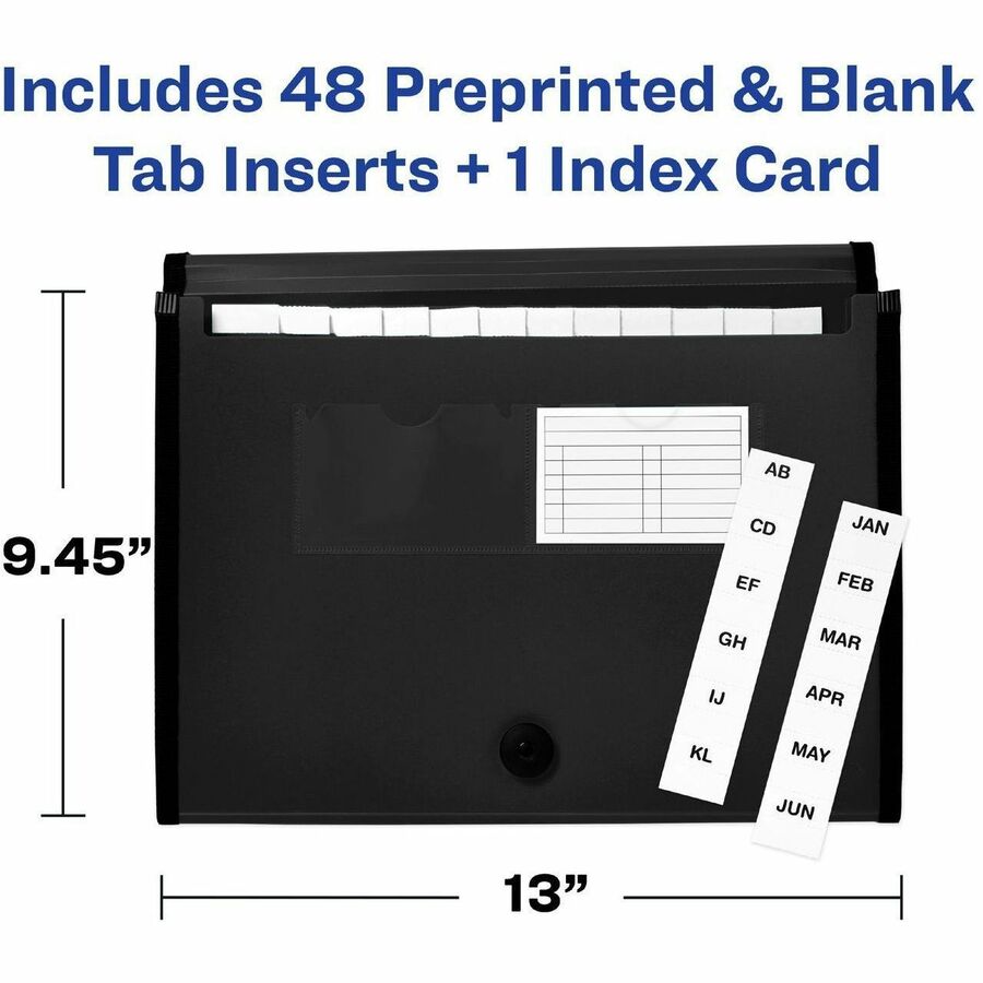 Image of Avery® File Organizer,13-Pocket,Accordion,Poly,Letter-A4-Size,BK