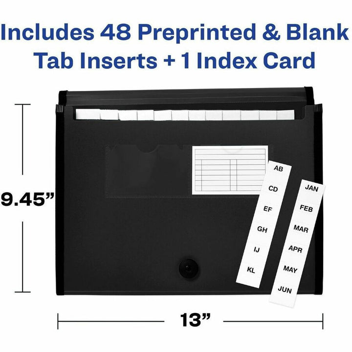 Image of Avery® File Organizer,13-Pocket,Accordion,Poly,Letter-A4-Size,BK