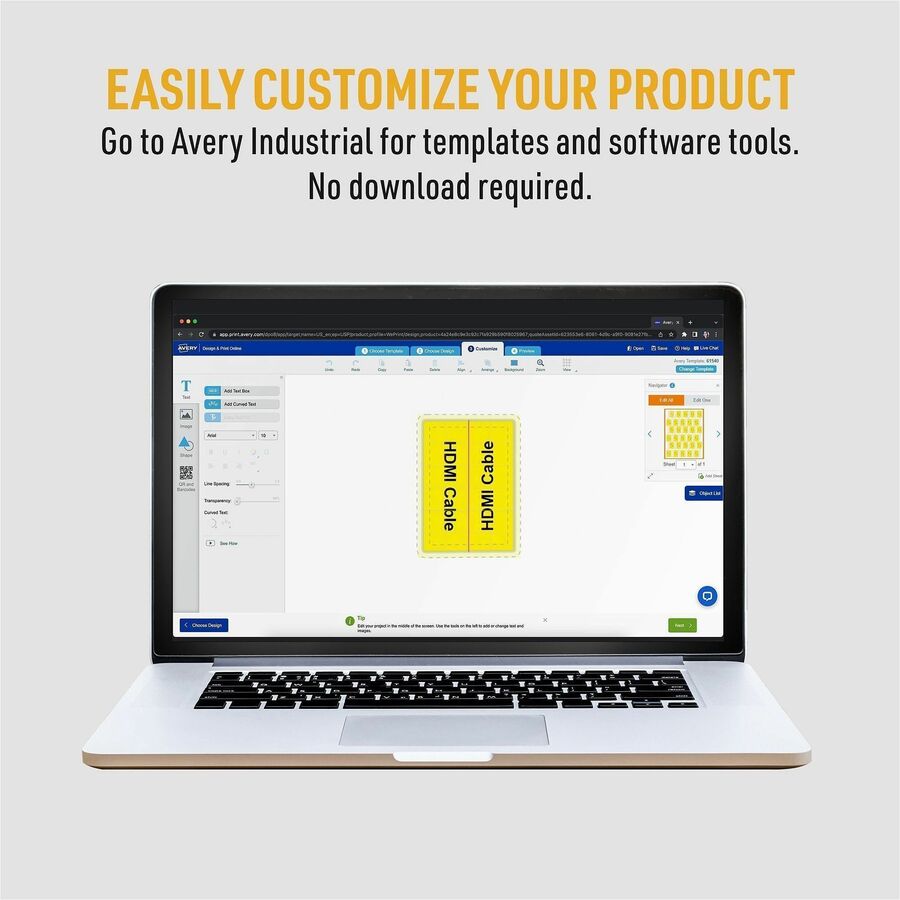 Image of Avery® Labels,f/Cables,P-Style,Laser/Inkjet,1.02"x3.3",300/PK,WE