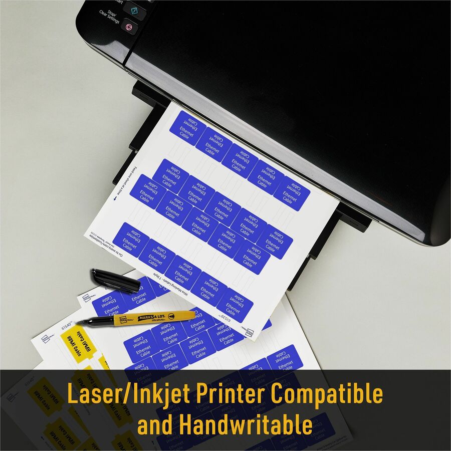 Image of Avery® Labels,f/Cables,T-Style, Laser/Inkjet,1.25"x2",300/PK,White