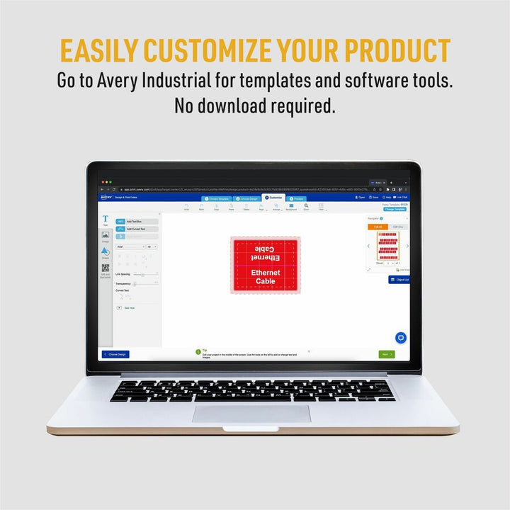 Image of Avery® Labels,f/Cables,T-Style, Laser/Inkjet,1.25"x2",300/PK,White