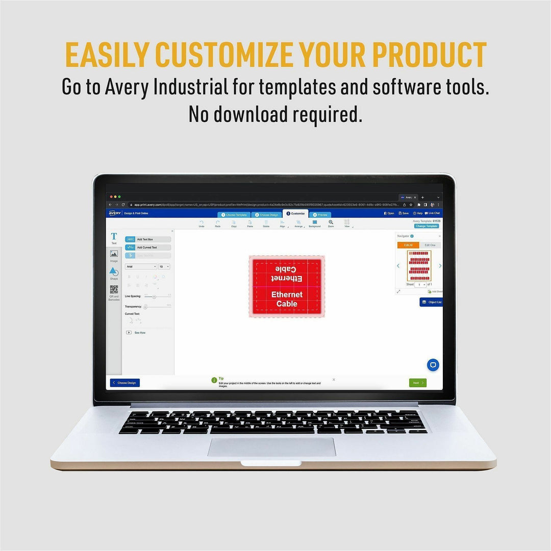 Image of Avery® Labels,f/Cables,T-Style, Laser/Inkjet,1.25"x2",300/PK,White