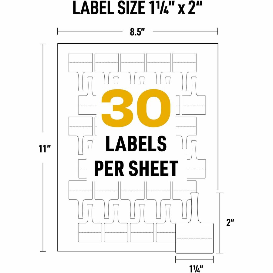 Image of Avery® Labels,f/Cables,T-Style, Laser/Inkjet,1.25"x2",300/PK,White