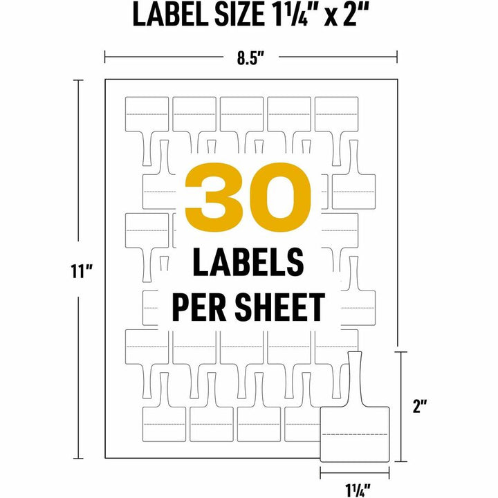 Image of Avery® Labels,f/Cables,T-Style, Laser/Inkjet,1.25"x2",300/PK,White
