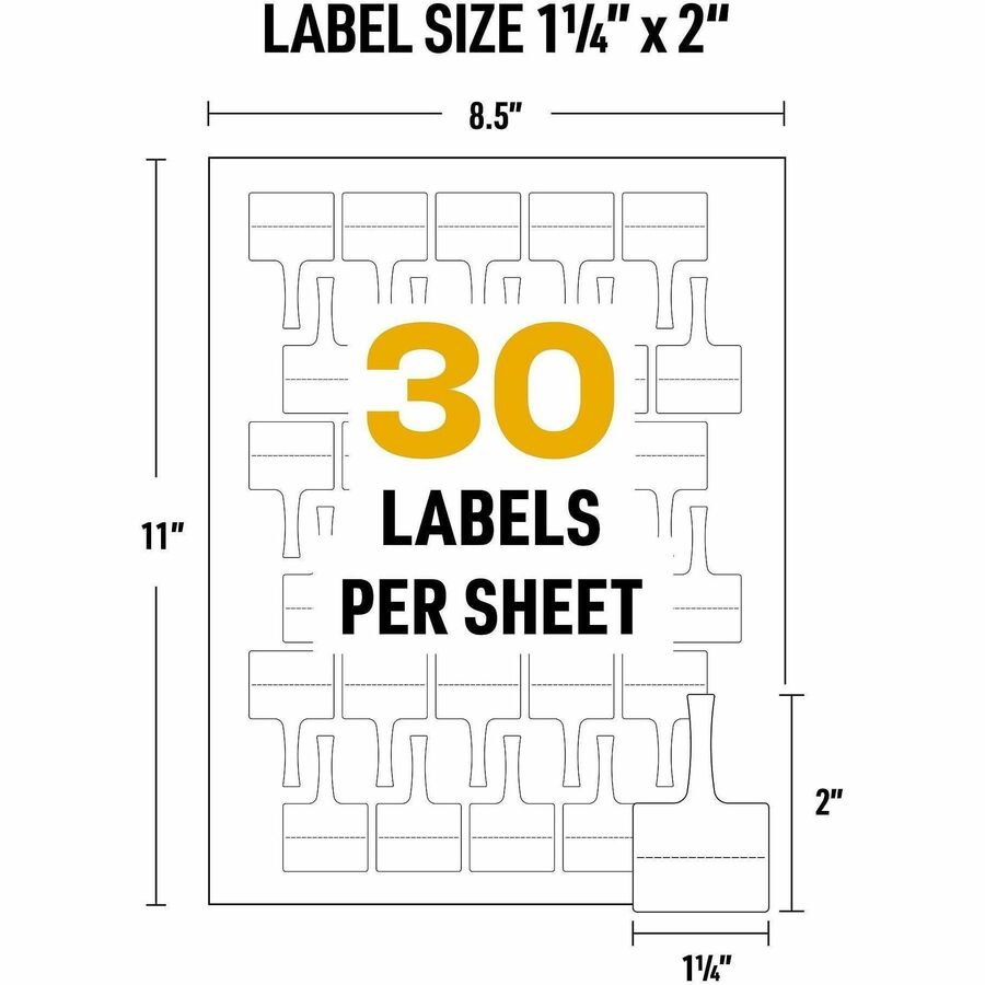 Image of Avery® Labels,f/Cables,T-Style, Laser/Inkjet,1.25"x2",300/PK,White