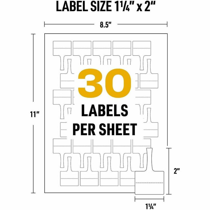Image of Avery® Labels,f/Cables,T-Style, Laser/Inkjet,1.25"x2",300/PK,White