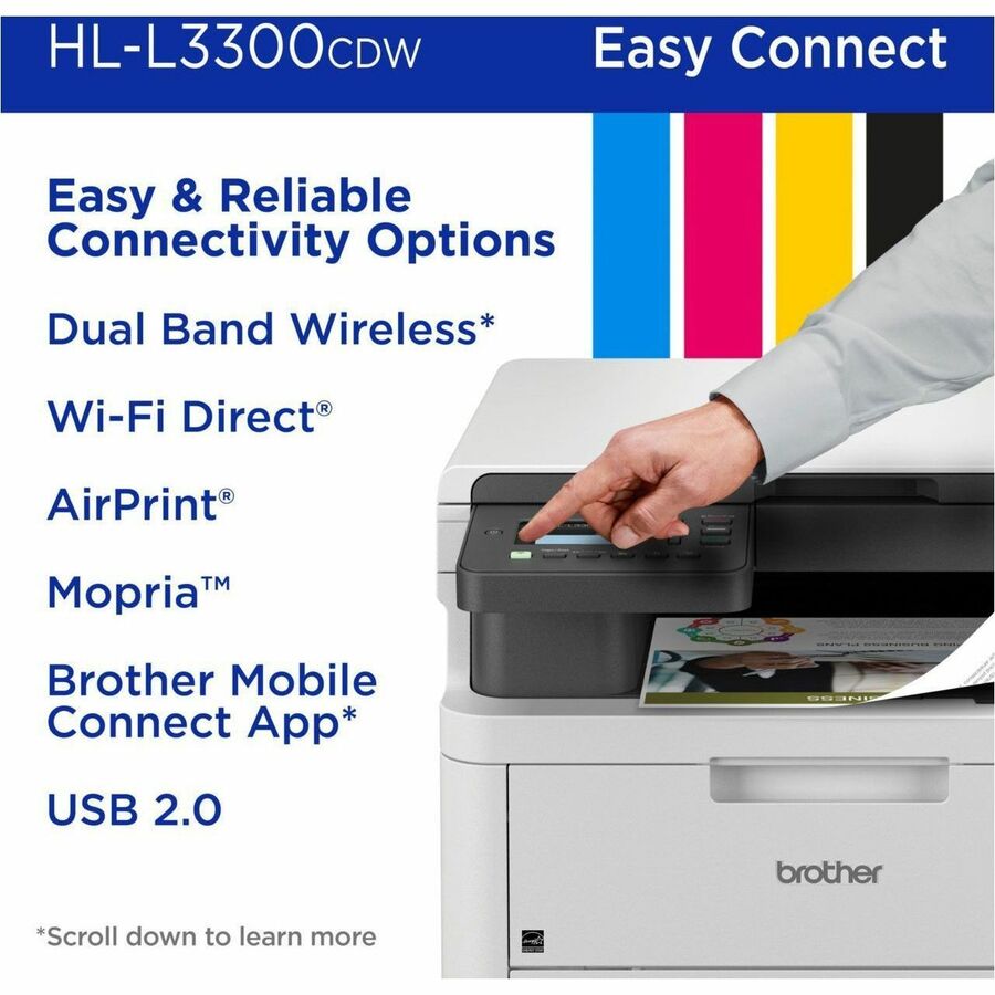 Image of Brother HL-L3300CDW Wireless Digital Color Multi-Function Printer, For Plain Paper Print, 1 Each