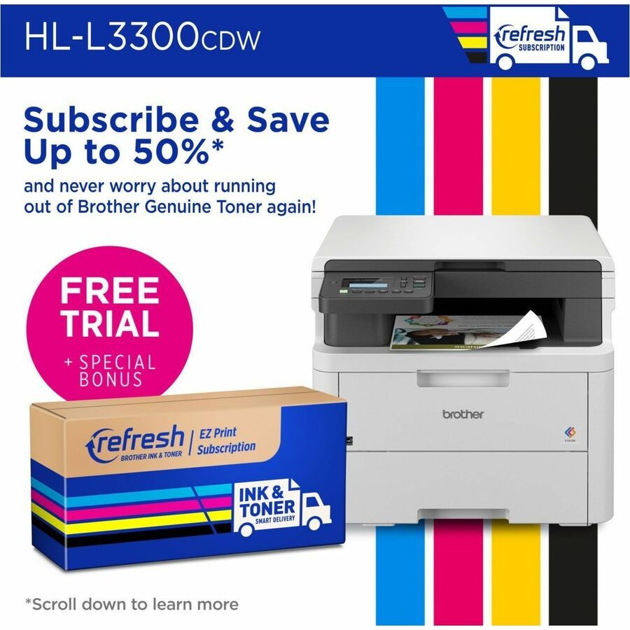 Image of Brother HL-L3300CDW Wireless Digital Color Multi-Function Printer, For Plain Paper Print, 1 Each