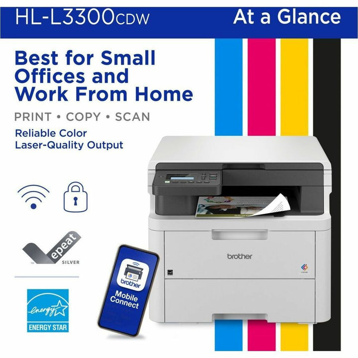 Image of Brother HL-L3300CDW Wireless Digital Color Multi-Function Printer, For Plain Paper Print, 1 Each