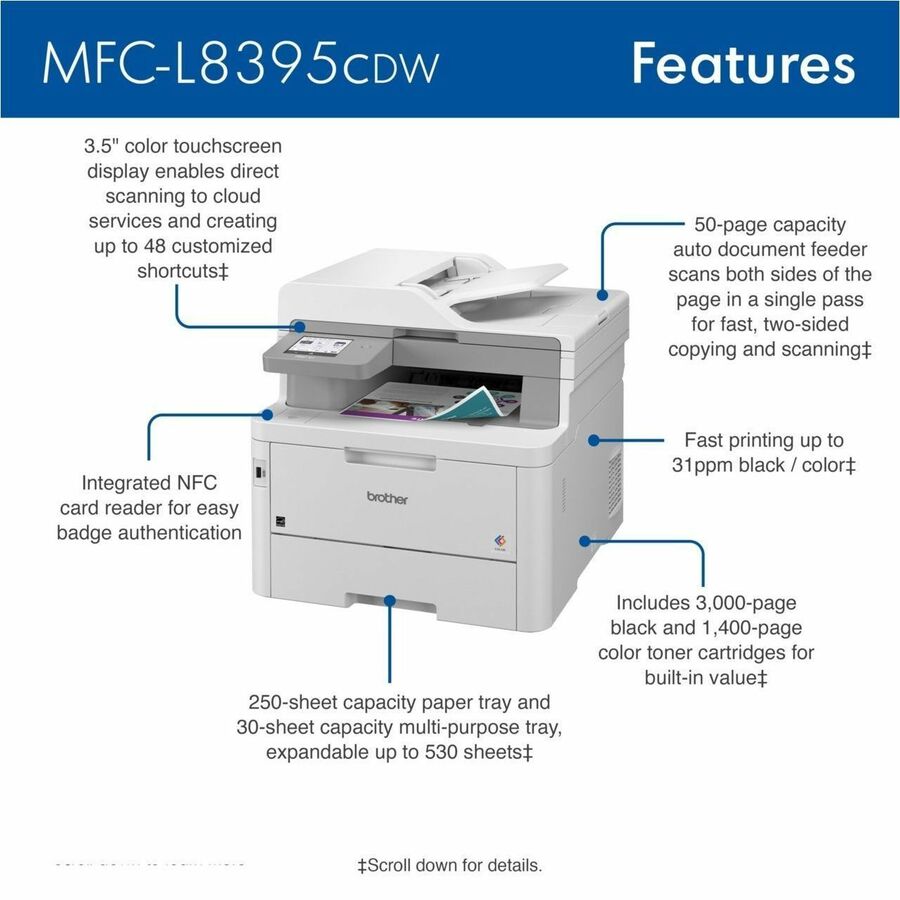 Image of Brother Workhorse MFC-L8395CDW Wireless Digital Color All-in-One Printer