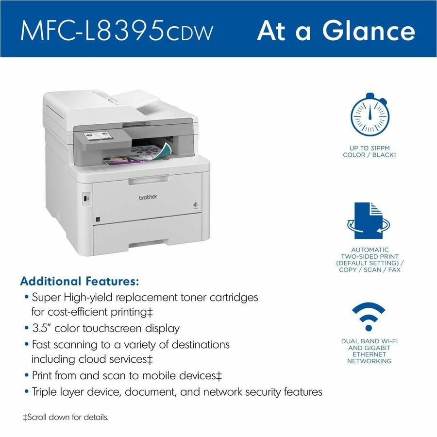 Image of Brother Workhorse MFC-L8395CDW Wireless Digital Color All-in-One Printer
