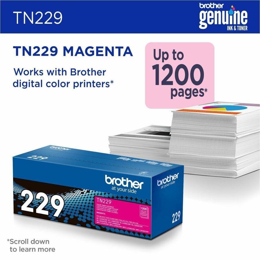 Image of Brother TN229M Standard Yield Magenta Toner Cartridge, 1200 Pages, 1 Each