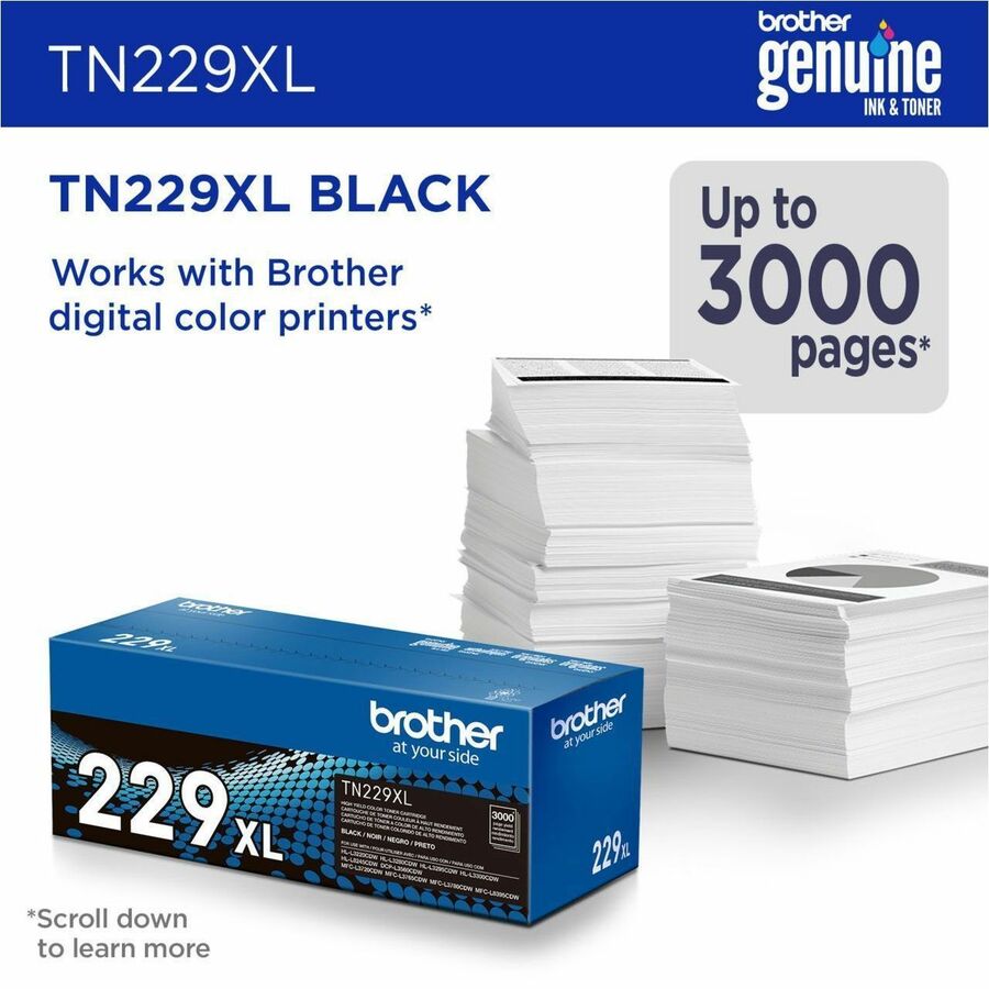 Image of Brother TN229XLBK High-yield Black Toner Cartridge, 3000 Pages, 1 Each