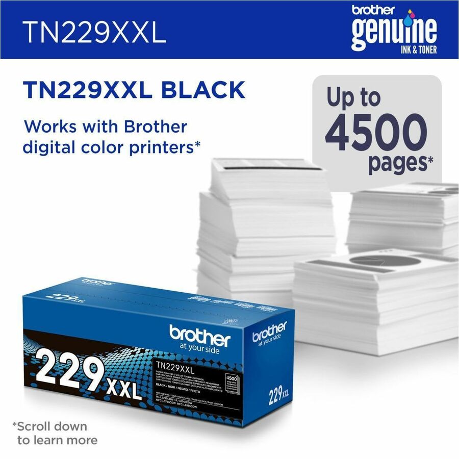 Image of Brother TN229XXLBK Super High-yield Black Toner Cartridge, 4500 Pages, 1 Each