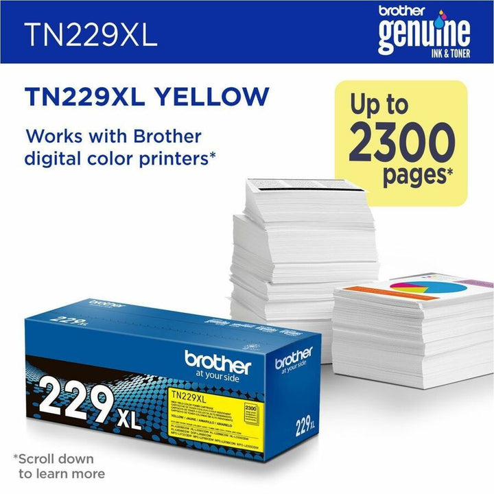 Image of Brother TN229XLY High-yield Yellow Toner Cartridge, 2300 Pages, 1 Each