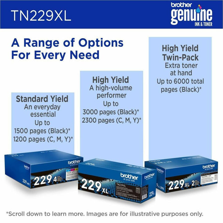 Image of Brother TN229XLY High-yield Yellow Toner Cartridge, 2300 Pages, 1 Each