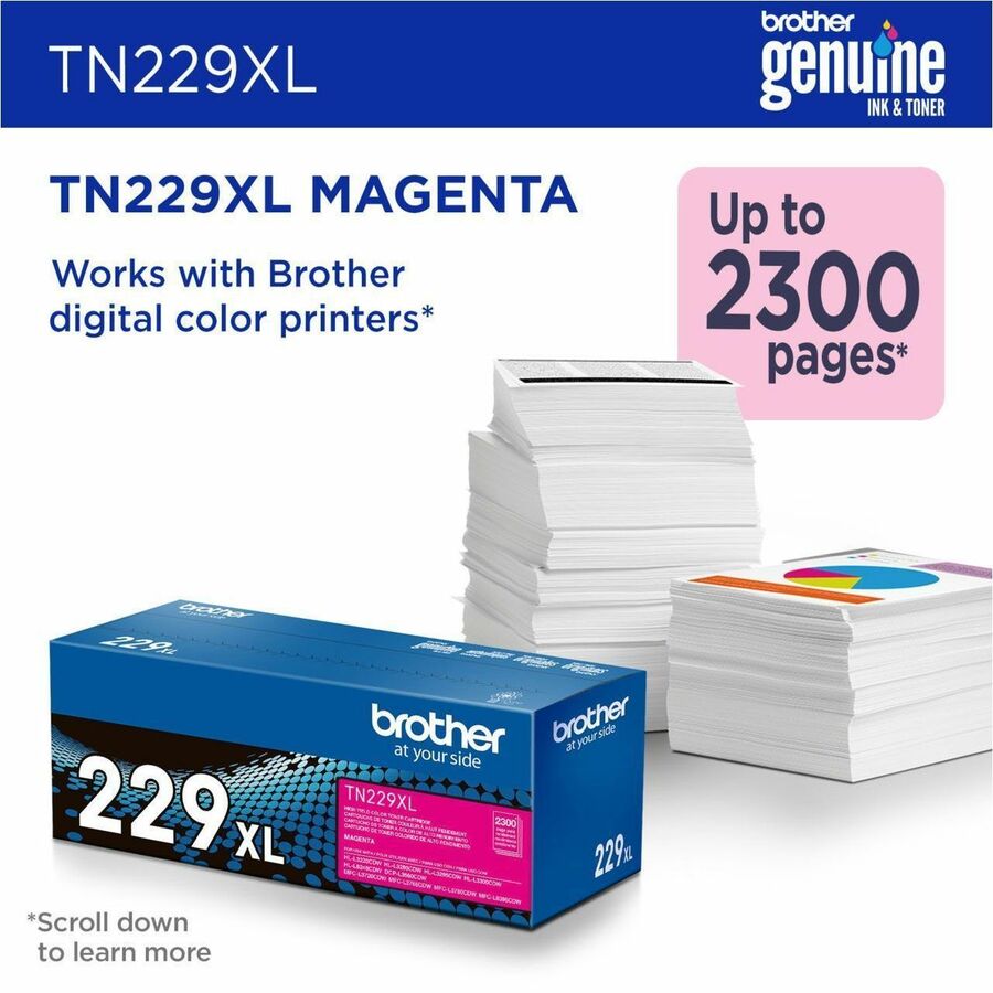 Image of Brother TN229XLM High-yield Magenta Toner Cartridge, 2300 Pages Magenta, 1 Each