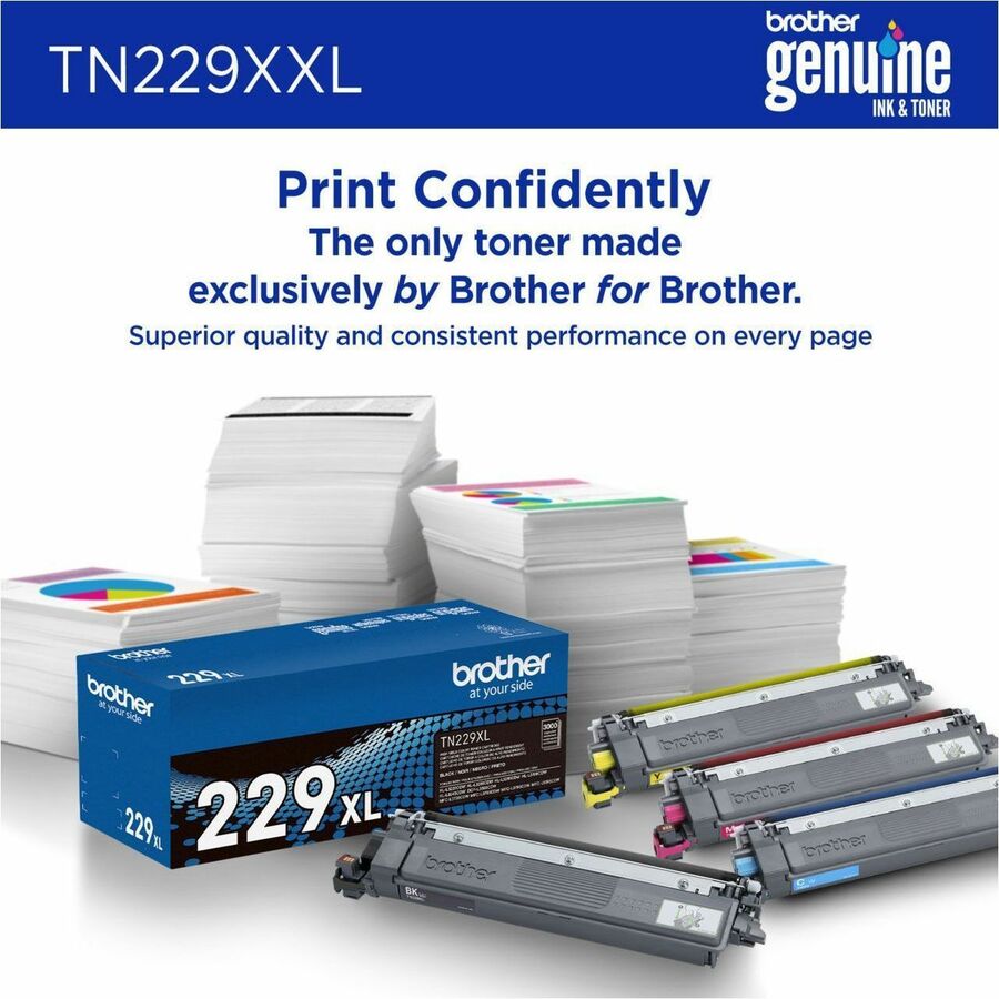 Image of Brother TN229XXLY Super High-yield Yellow Toner Cartridge, 4000 Pages, 1 Each