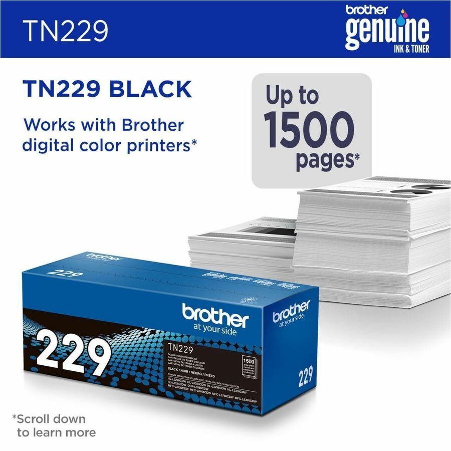 Image of Brother TN229BK Standard Yield Black Toner Cartridge, 1500 Pages, Black, 1 Each