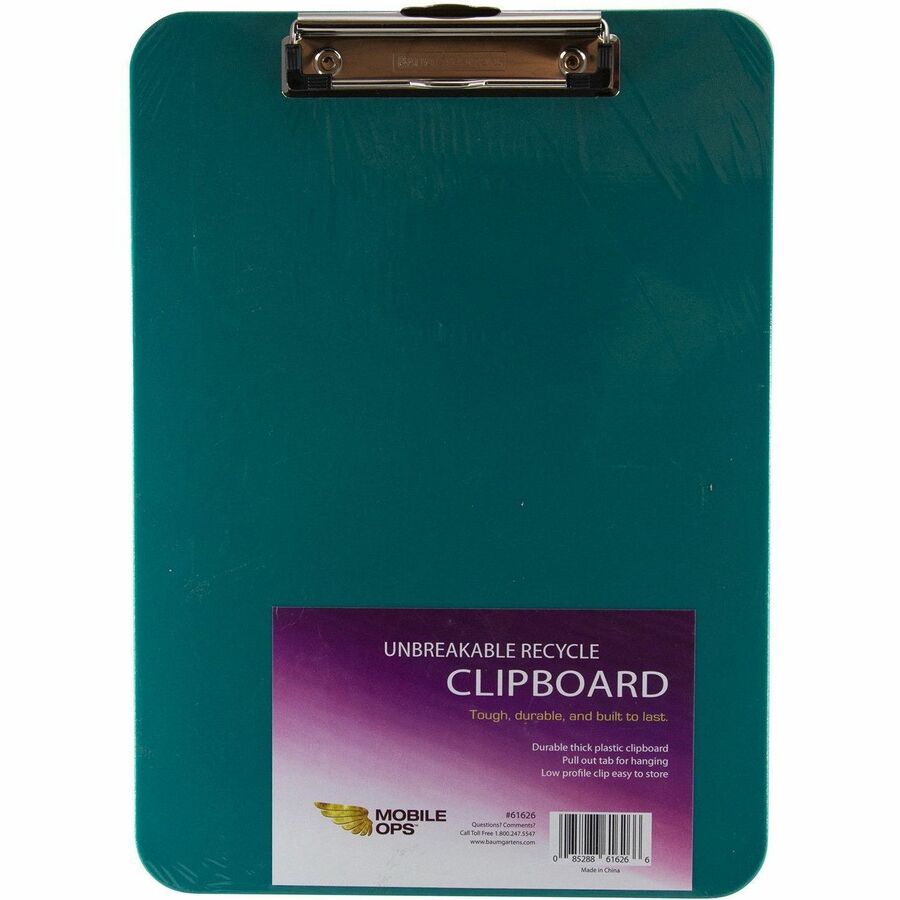 Image of Mobile OPS® Unbreakable Recycled Clipboard, 0.25" Clip Capacity, Holds 8.5 x 11 Sheets, Green