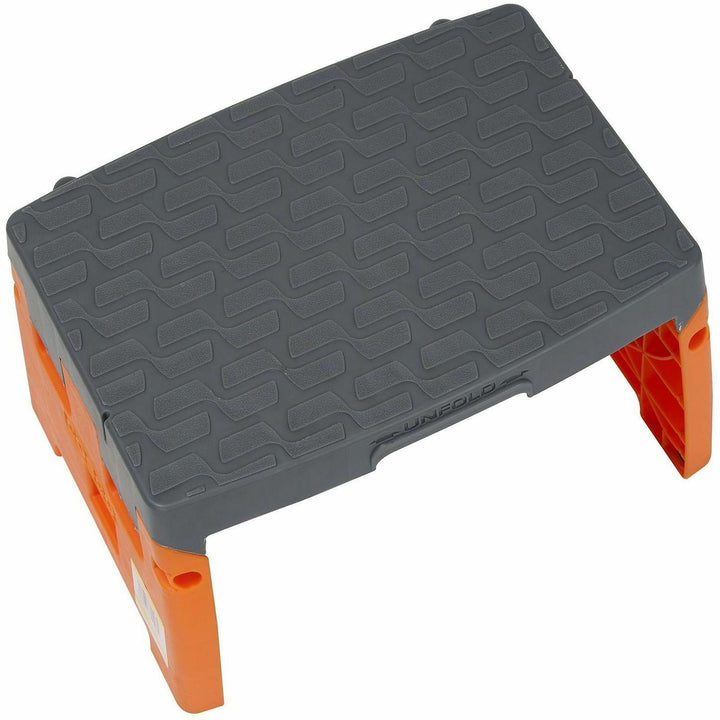 Image of Cosco® Folding Step Stool, 1-Step, 300 Lb Capacity, 8.5" Working Height, Orange/gray