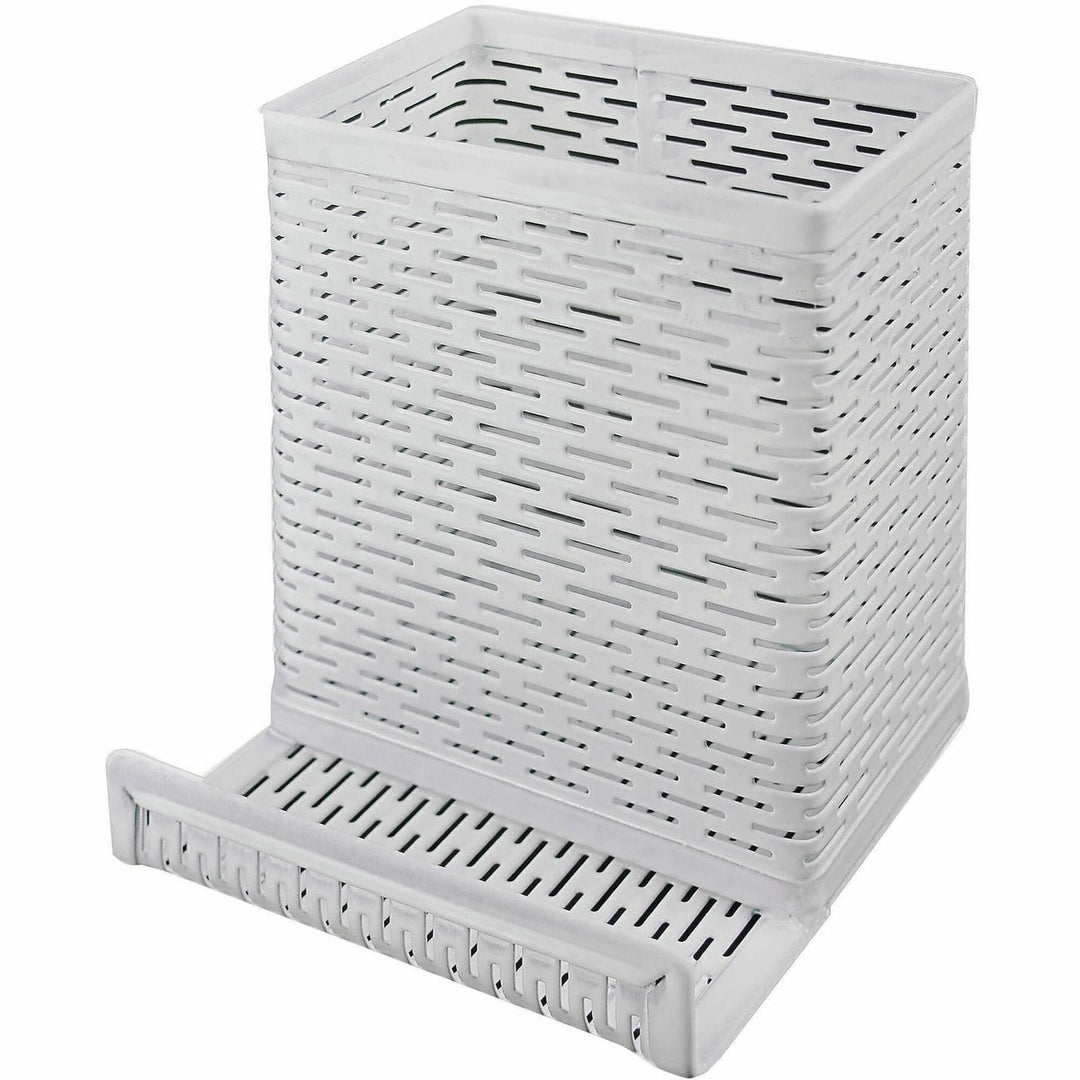 Image of Artistic® Urban Collection Punched Metal Pencil Cup/Cell Phone Stand, Perforated Steel, 3.5 x 3.5, White