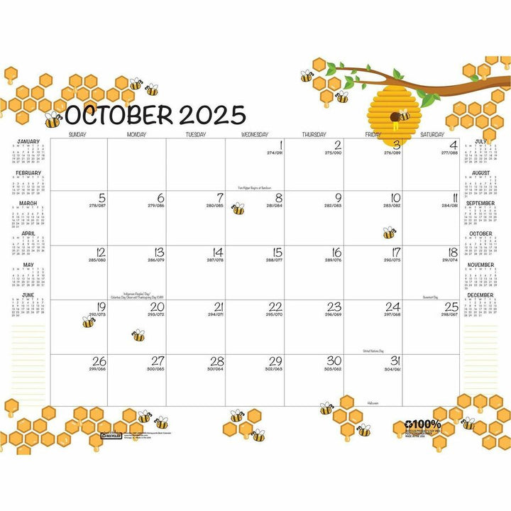 Image of House Of Doolittle Academic Year Recycled Honeycomb Desk Pad Calendar, 22 x 17, White/Multicolor Sheets, 12-Month (Aug to July): 2024 to 2025