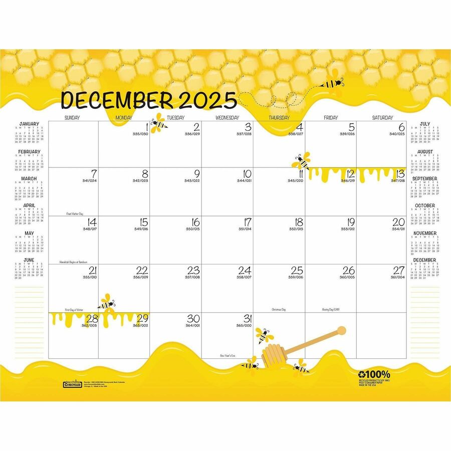 Image of House Of Doolittle Academic Year Recycled Honeycomb Desk Pad Calendar, 22 x 17, White/Multicolor Sheets, 12-Month (Aug to July): 2024 to 2025