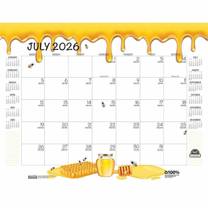 Image of House Of Doolittle Academic Year Recycled Honeycomb Desk Pad Calendar, 22 x 17, White/Multicolor Sheets, 12-Month (Aug to July): 2024 to 2025