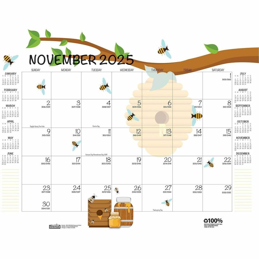 Image of House Of Doolittle Academic Year Recycled Honeycomb Desk Pad Calendar, 22 x 17, White/Multicolor Sheets, 12-Month (Aug to July): 2024 to 2025