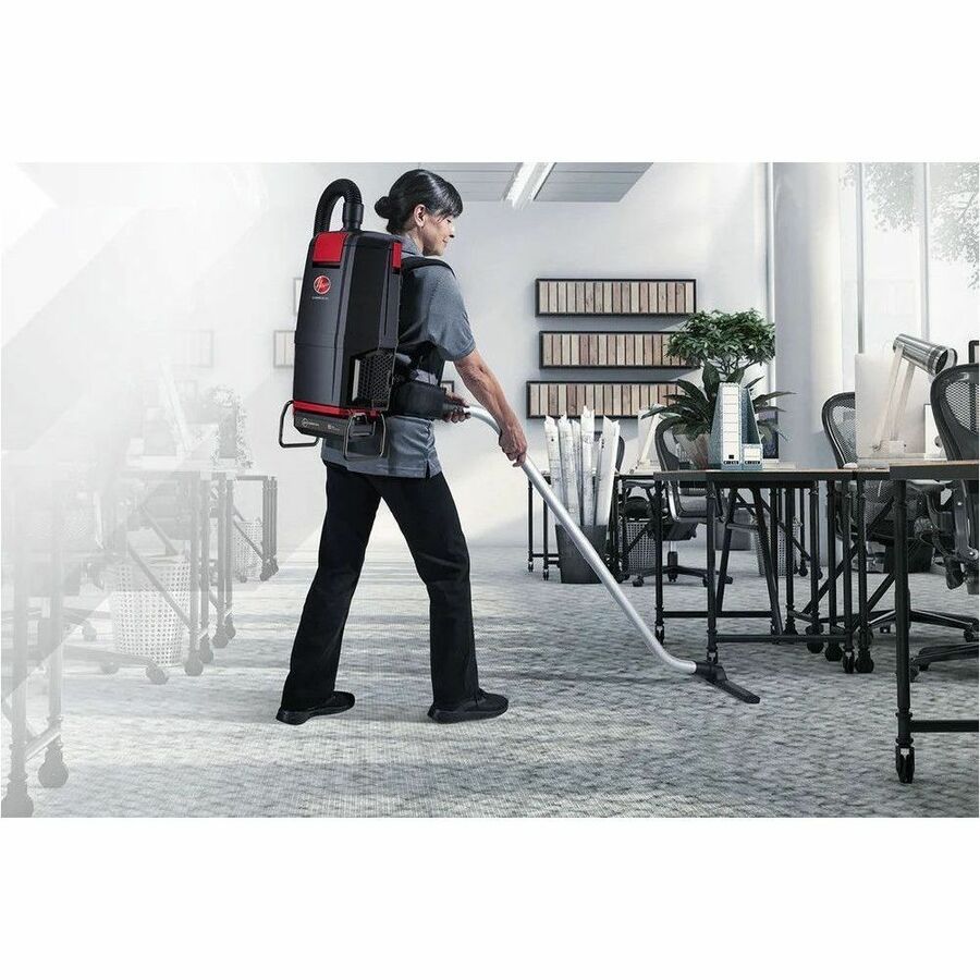 Image of Hoover® HVRPWR 40v Cordless Backpack Vacuum, Battery Sold Separately, 6 qt Tank Capacity, Black/red