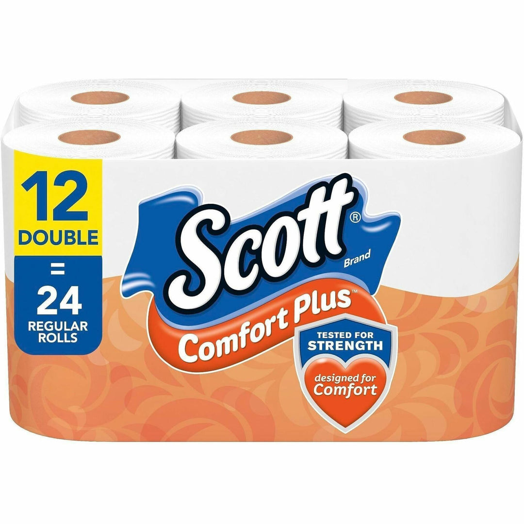 Image of Scott 47618 ComfortPlus Toilet Paper, 1 Ply, 231 Sheets/Roll, White, PaperRollRoll, 4 / Carton