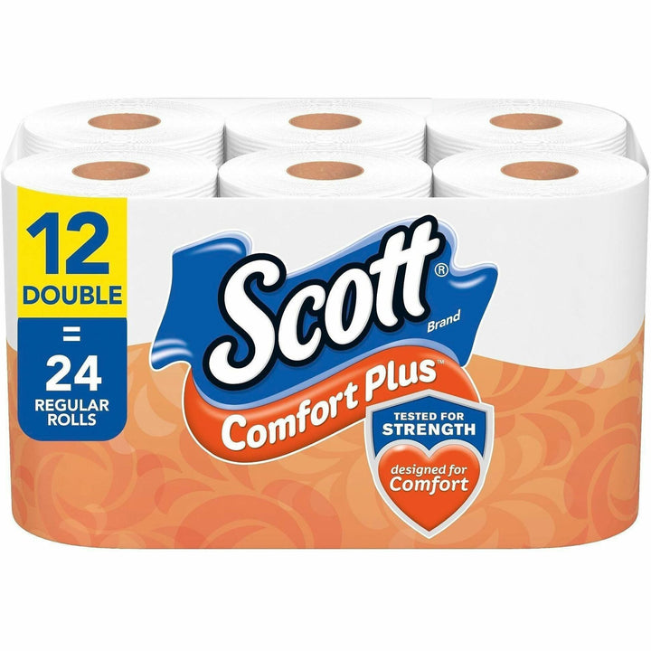 Image of Scott 47618 ComfortPlus Toilet Paper, 1 Ply, 231 Sheets/Roll, White, PaperRollRoll, 4 / Carton